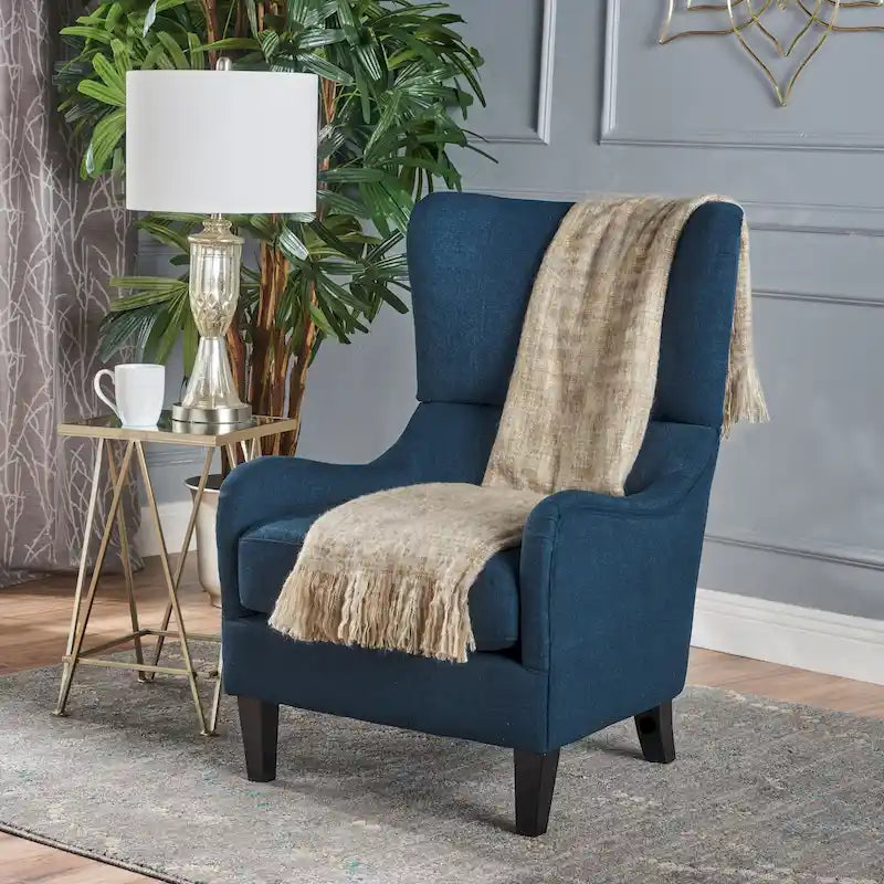 Fauteuil d'appoint à oreilles haut dossier 27" bleu marine