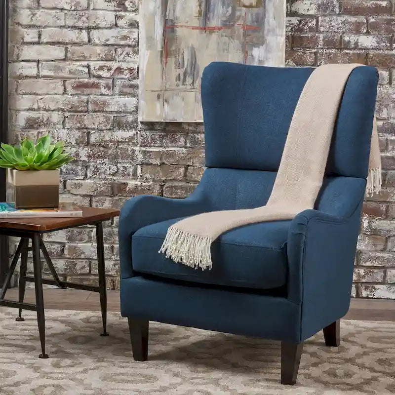 Fauteuil d'appoint à oreilles haut dossier 27" bleu marine