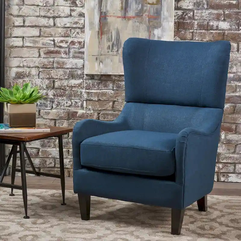 Fauteuil d'appoint à oreilles haut dossier 27" bleu marine