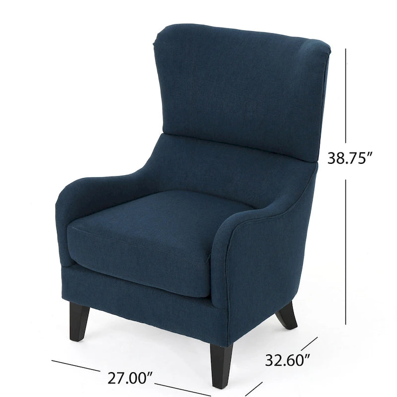 Fauteuil d'appoint à oreilles haut dossier 27" bleu marine