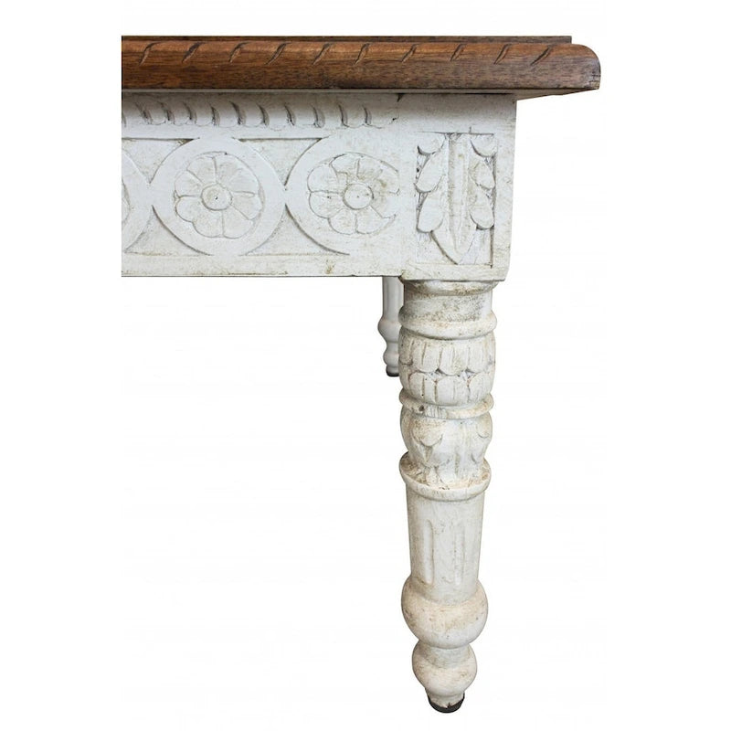 Table basse en bois massif marron et ivoire de 48 po