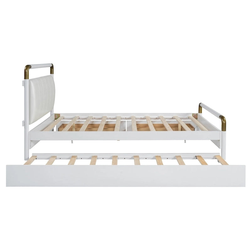Lit plateforme Queen en bois avec 2 tiroirs et lit gigogne double XL