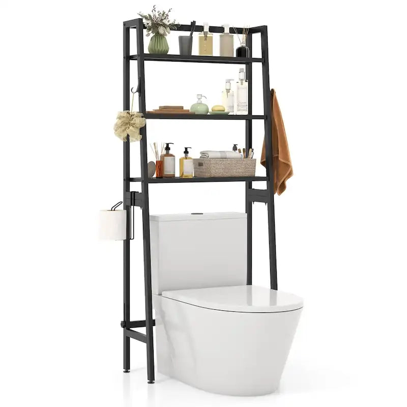 Étagère de rangement 3 niveaux à poser au-dessus des toilettes avec tablettes ajustables
