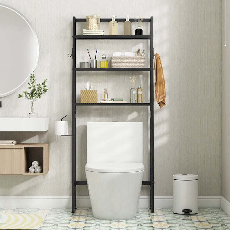 Étagère de rangement 3 niveaux à poser au-dessus des toilettes avec tablettes ajustables