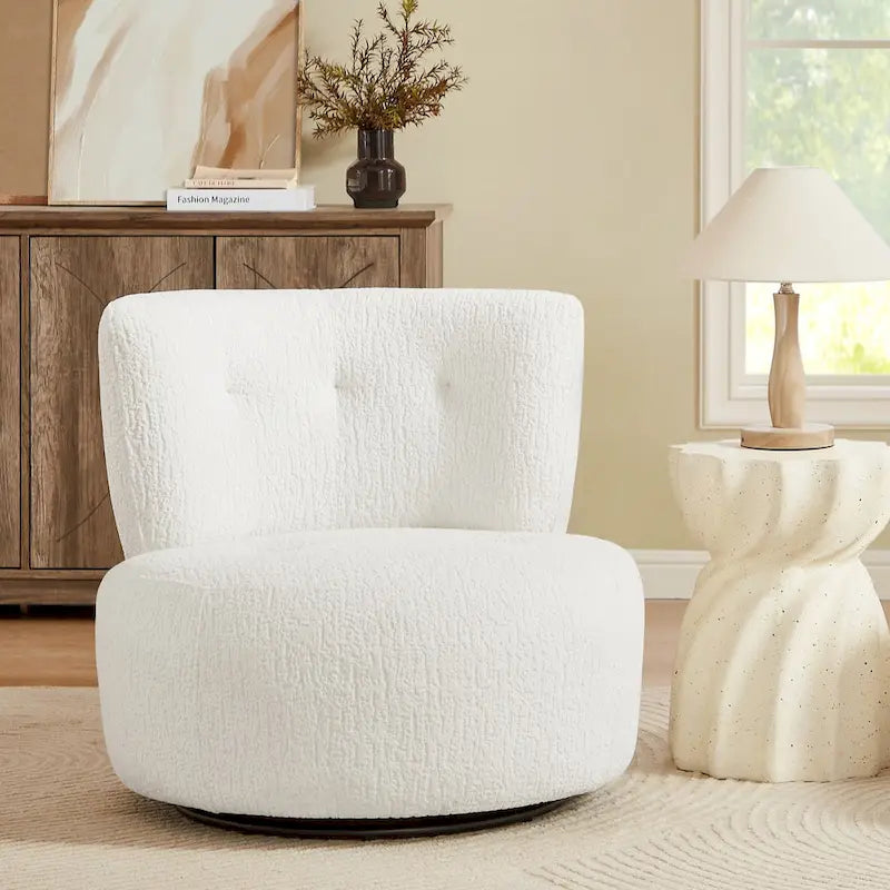Fauteuil pivotant d'appoint en flanelle