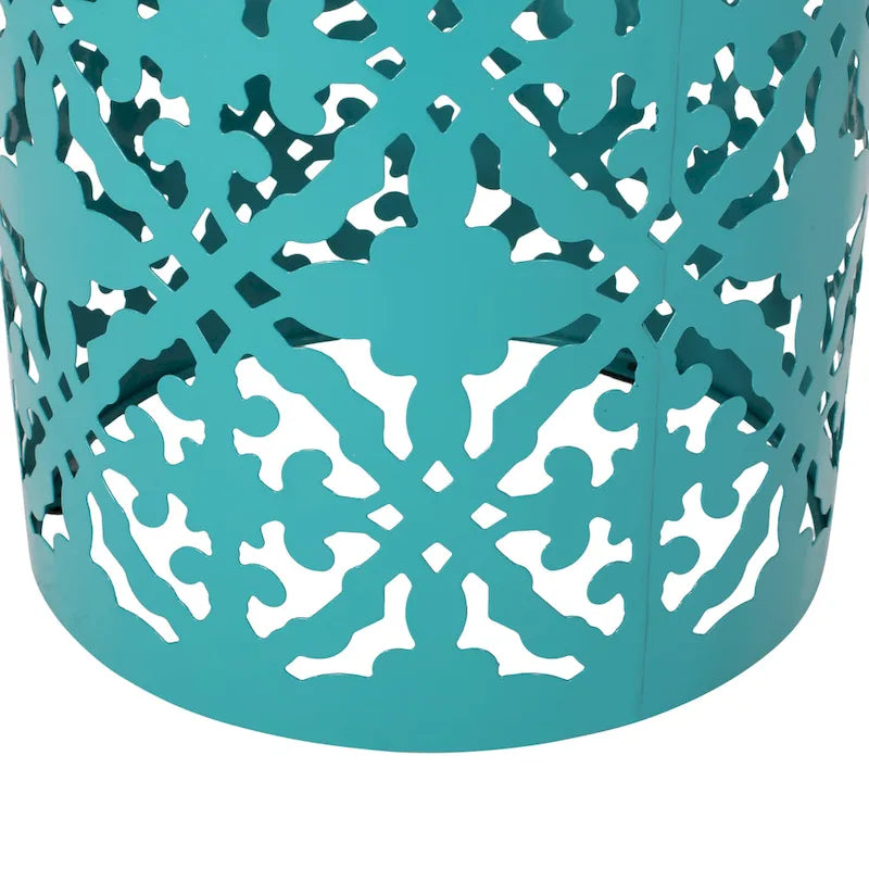 Table d'appoint intérieure en dentelle avec plateau en mosaïque de carreaux