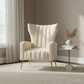 Fauteuil d'appoint en velours à oreilles avec structure en métal doré
