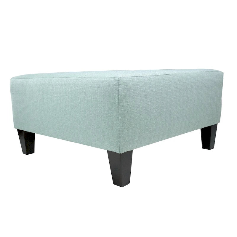 Pouf carré tapissé capitonné bleu