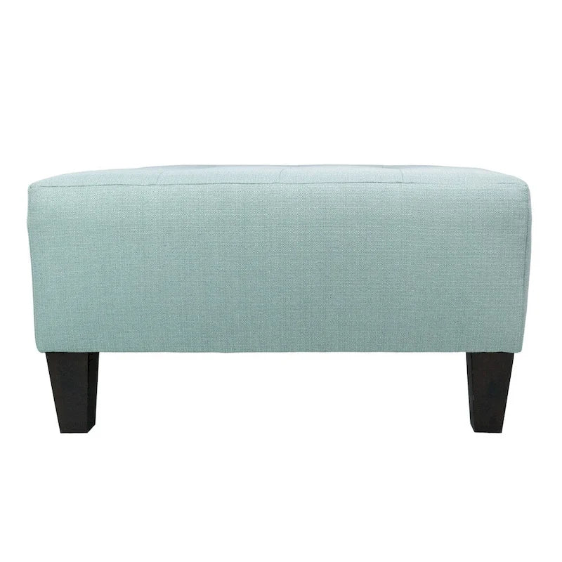 Pouf carré tapissé capitonné bleu