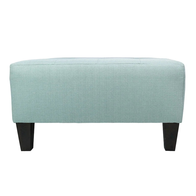 Pouf carré tapissé capitonné bleu