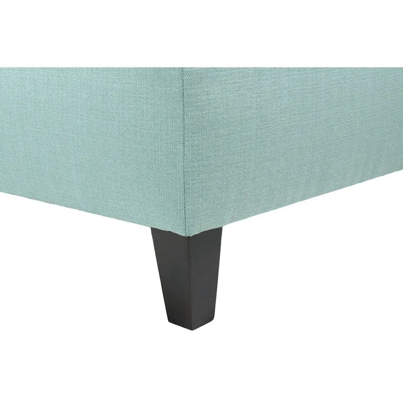Pouf carré tapissé capitonné bleu