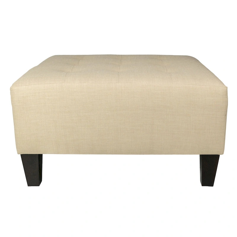 Pouf carré tapissé capitonné bleu