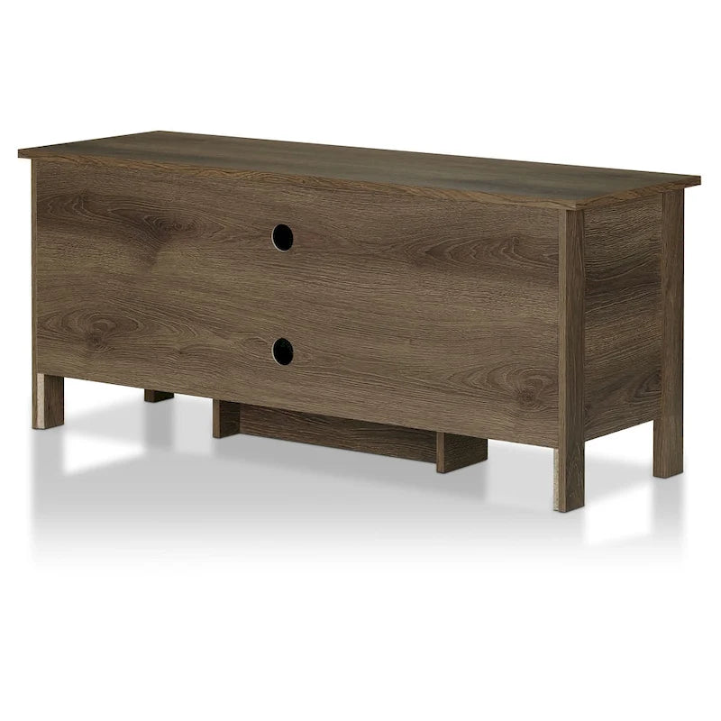 Meuble TV console en noyer vieilli, style transitionnel, 48 pouces, 6 étagères