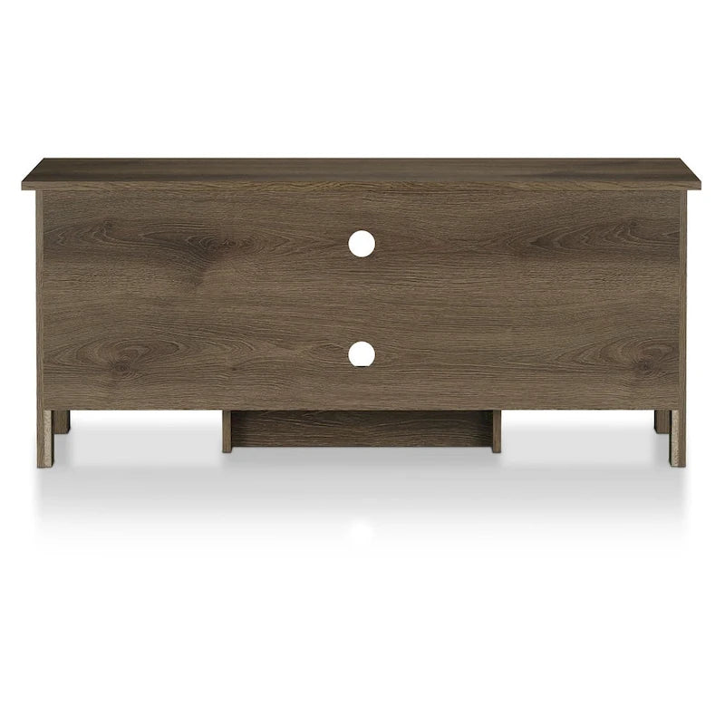 Meuble TV console en noyer vieilli, style transitionnel, 48 pouces, 6 étagères