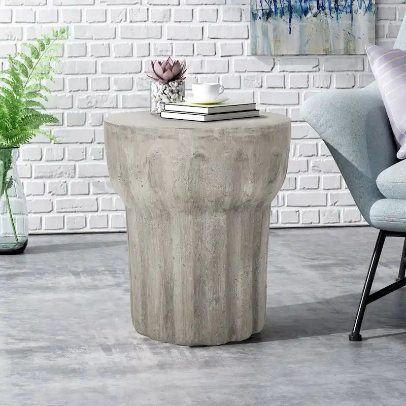 Table d'appoint décorative en béton léger intérieur/extérieur – 40 cm (L) x 46,5 cm (H)