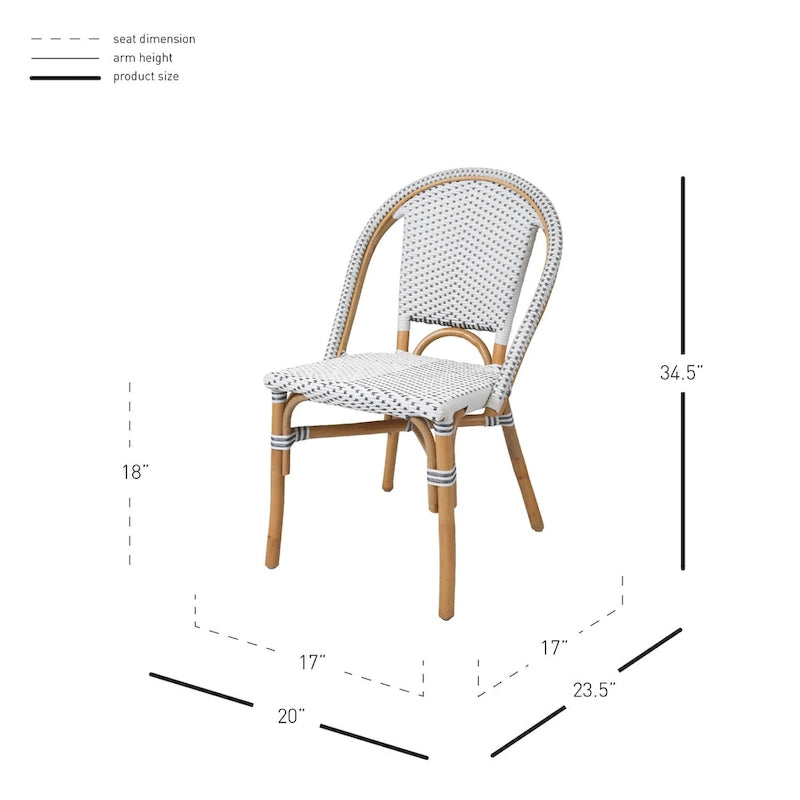 Chaise bistrot en rotin avec tissage synthétique tout temps