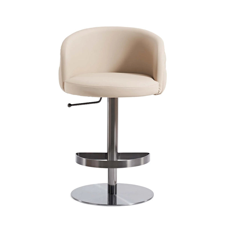 Tabouret de bar kaki en PU avec hauteur réglable et pivotement à 360°