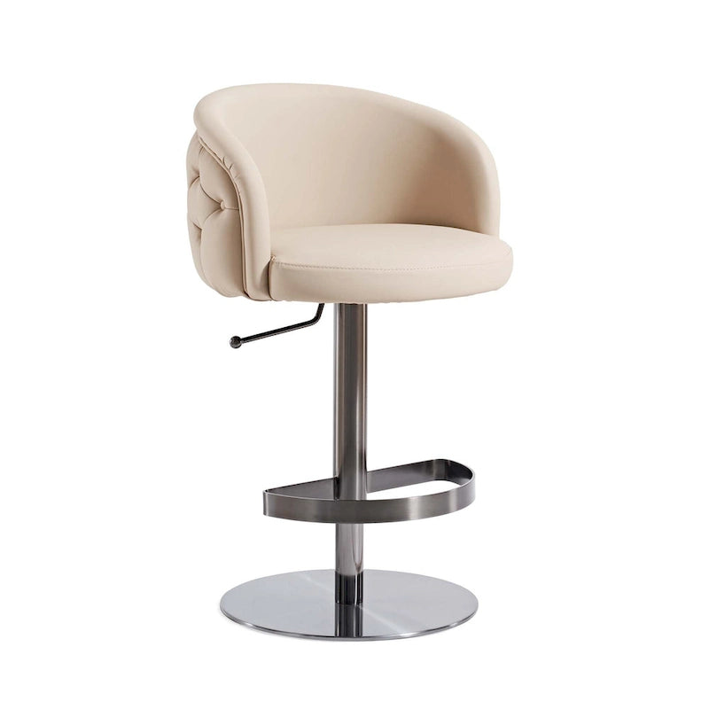 Tabouret de bar kaki en PU avec hauteur réglable et pivotement à 360°