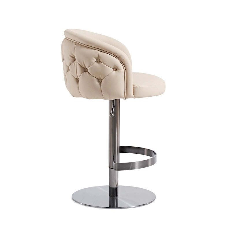 Tabouret de bar kaki en PU avec hauteur réglable et pivotement à 360°