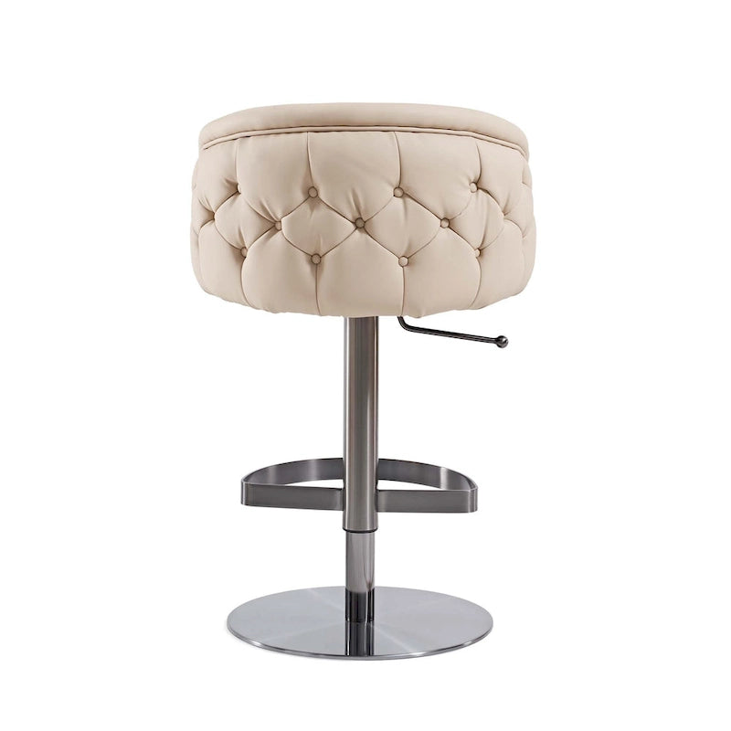 Tabouret de bar kaki en PU avec hauteur réglable et pivotement à 360°