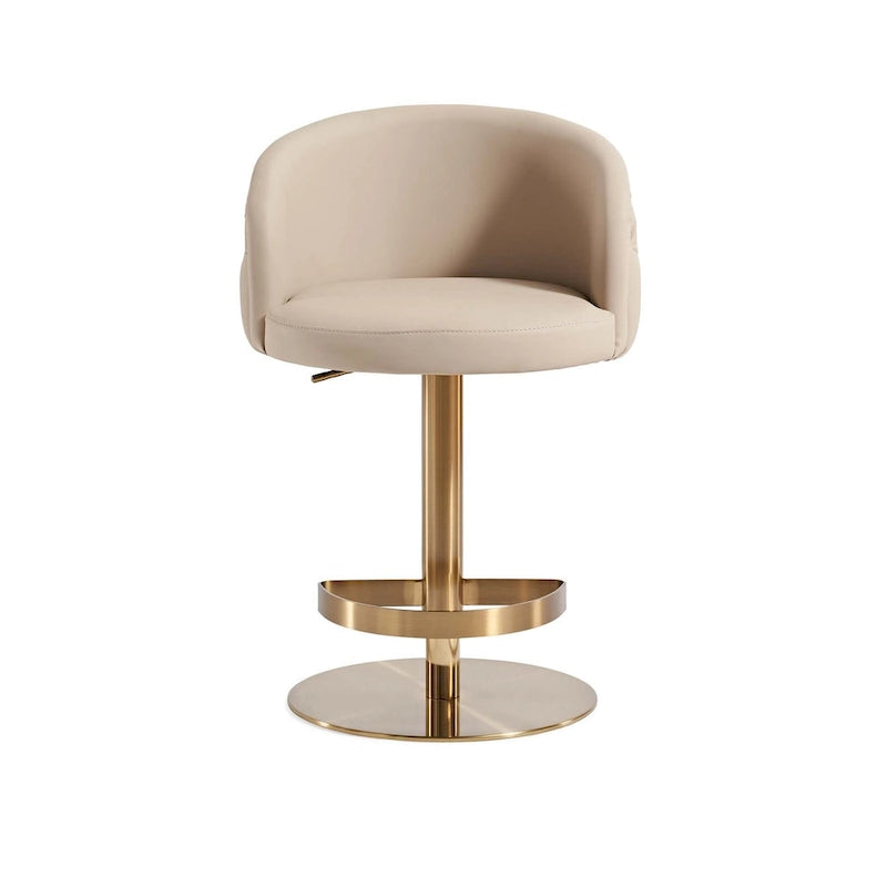 Tabouret de bar kaki en PU avec hauteur réglable et pivotement à 360°
