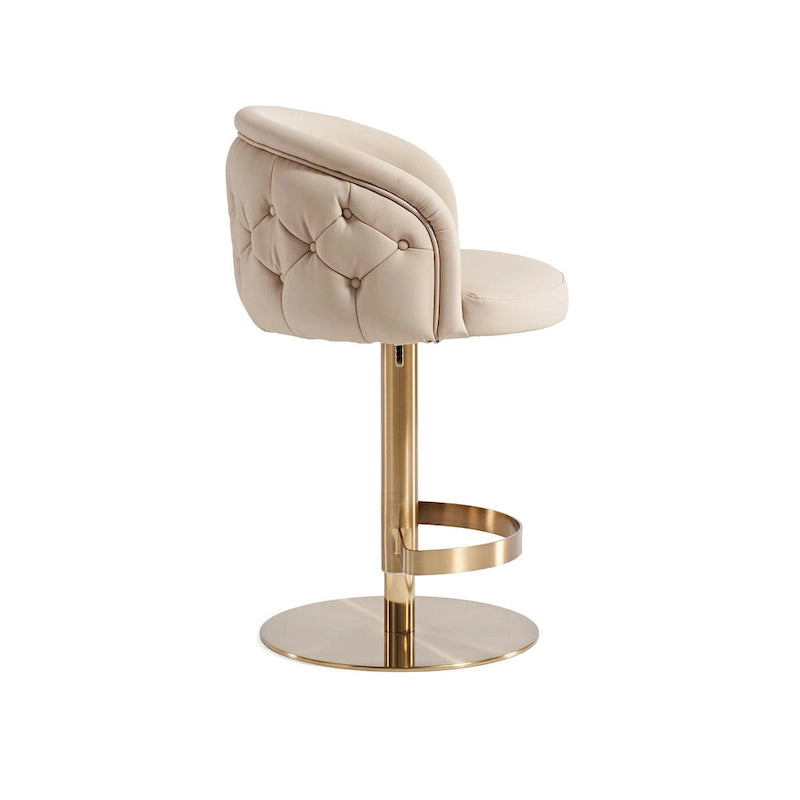 Tabouret de bar kaki en PU avec hauteur réglable et pivotement à 360°