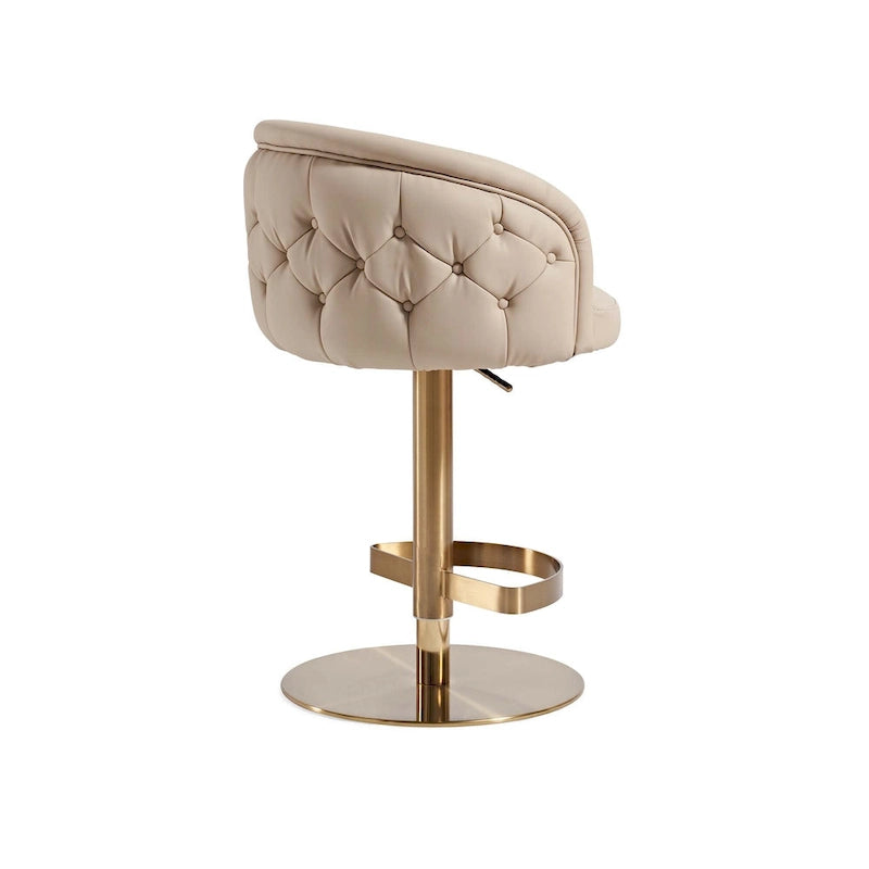 Tabouret de bar kaki en PU avec hauteur réglable et pivotement à 360°