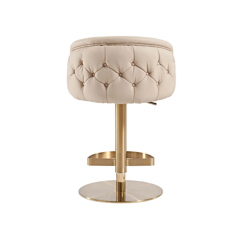 Tabouret de bar kaki en PU avec hauteur réglable et pivotement à 360°
