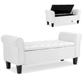 Banc pouf de rangement, pouf rembourré en cuir avec accoudoir