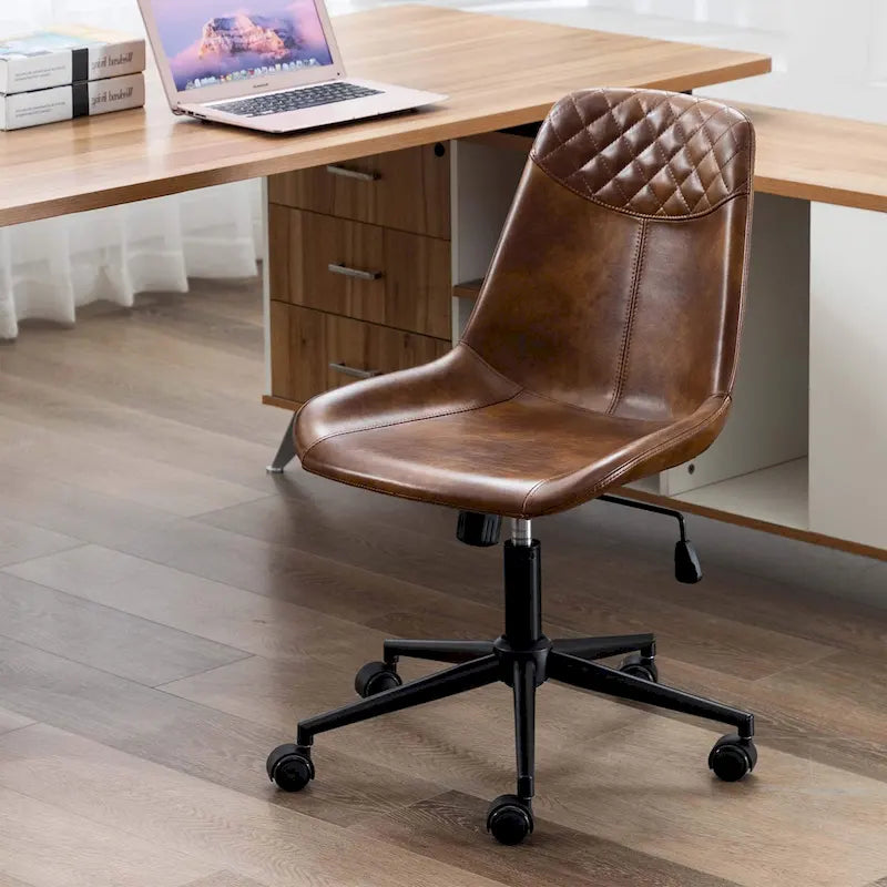 Chaise de bureau pivotante en similicuir courbé avec vérin pneumatique