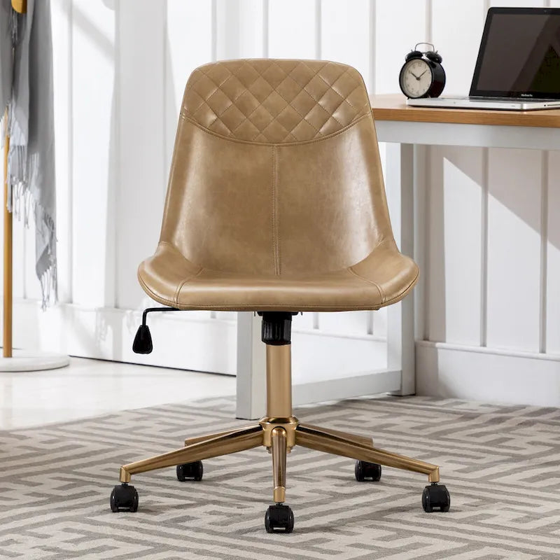 Chaise de bureau pivotante en similicuir courbé avec vérin pneumatique