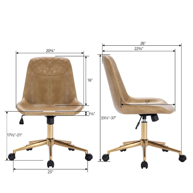 Chaise de bureau pivotante en similicuir courbé avec vérin pneumatique