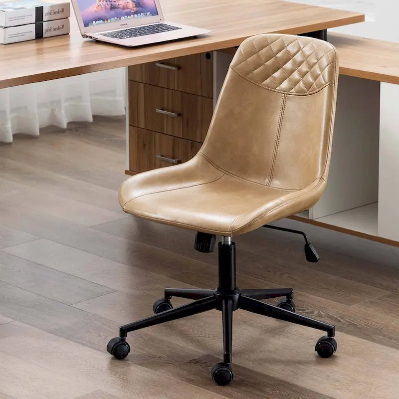 Chaise de bureau pivotante en similicuir courbé avec vérin pneumatique