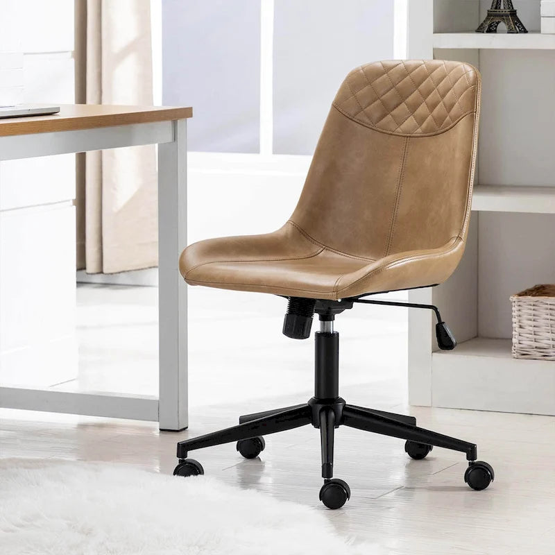 Chaise de bureau pivotante en similicuir courbé avec vérin pneumatique