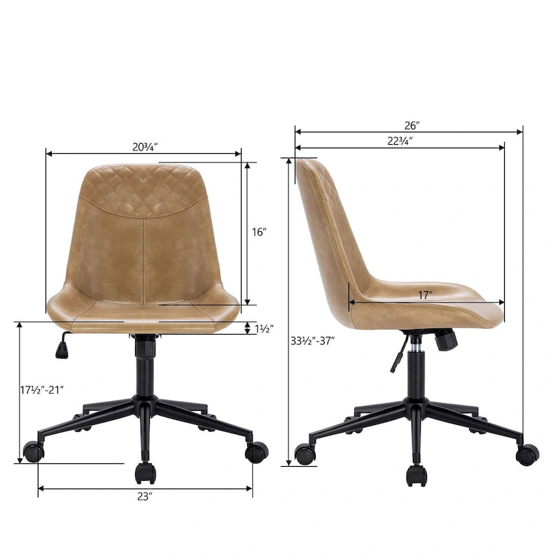 Chaise de bureau pivotante en similicuir courbé avec vérin pneumatique