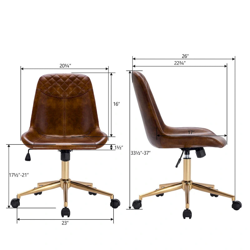 Chaise de bureau pivotante en similicuir courbé avec vérin pneumatique