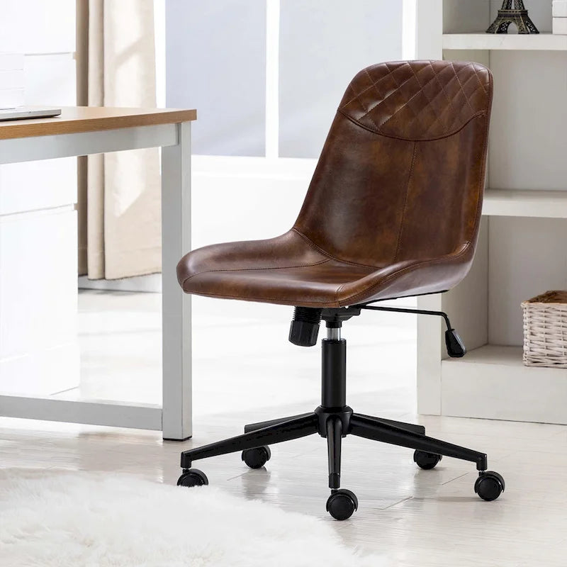 Chaise de bureau pivotante en similicuir courbé avec vérin pneumatique