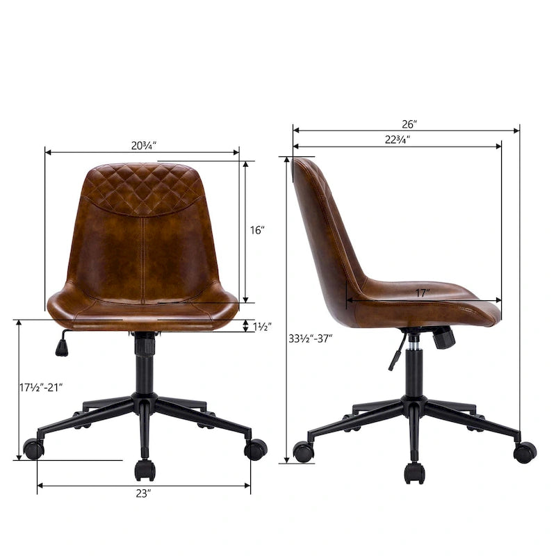 Chaise de bureau pivotante en similicuir courbé avec vérin pneumatique