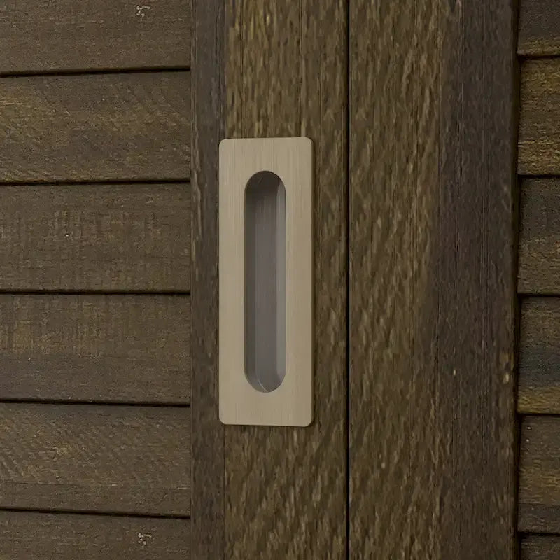 Armoire en bois grainé marron avec tiroirs, tringle et 4 portes coulissantes
