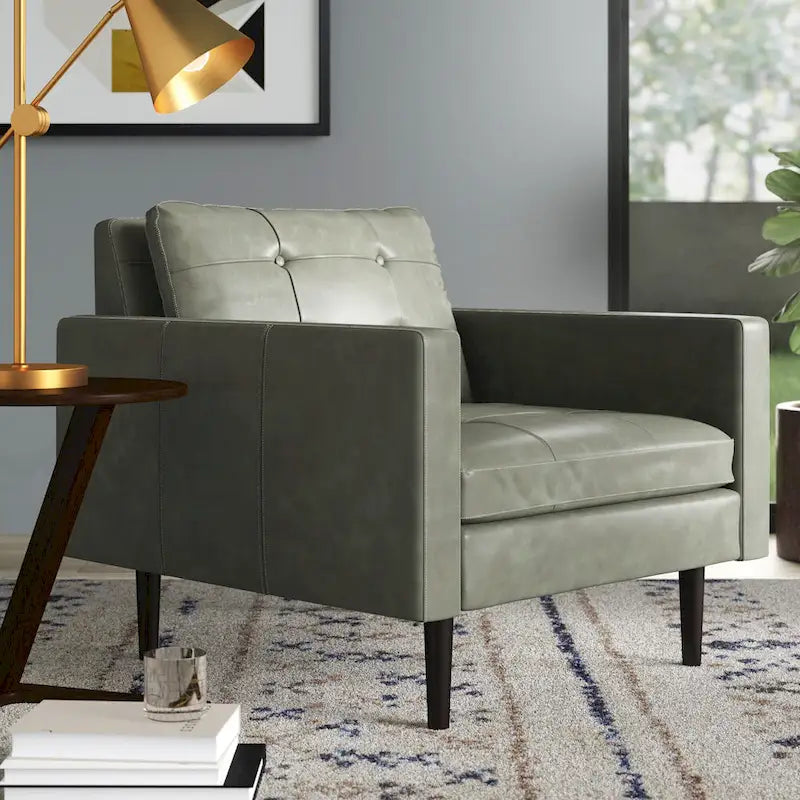 Fauteuil en cuir reconstitué de style Mid-Century Modern