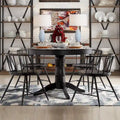 Table à manger ronde à pied central noire – 107 cm de diamètre