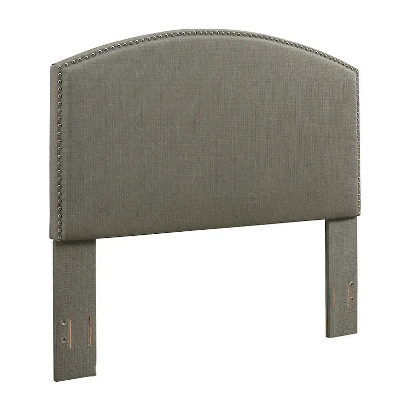 Tête de lit capitonnée incurvée en lin gris Shadow pour grand lit/queen