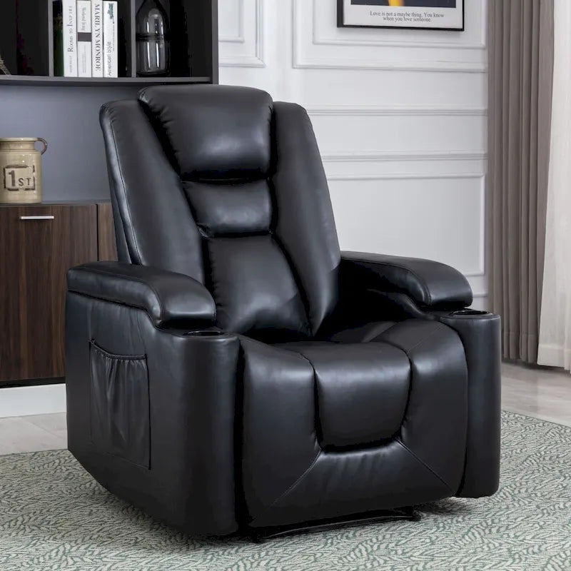 Fauteuil inclinable électrique en similicuir avec porte-gobelets et ports USB