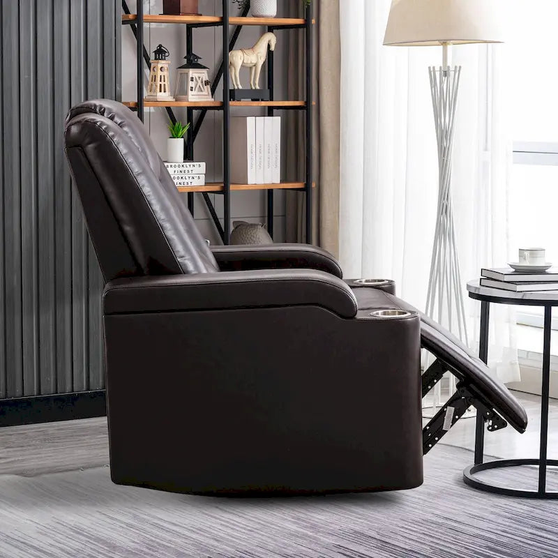 Fauteuil inclinable électrique en similicuir avec porte-gobelets et ports USB