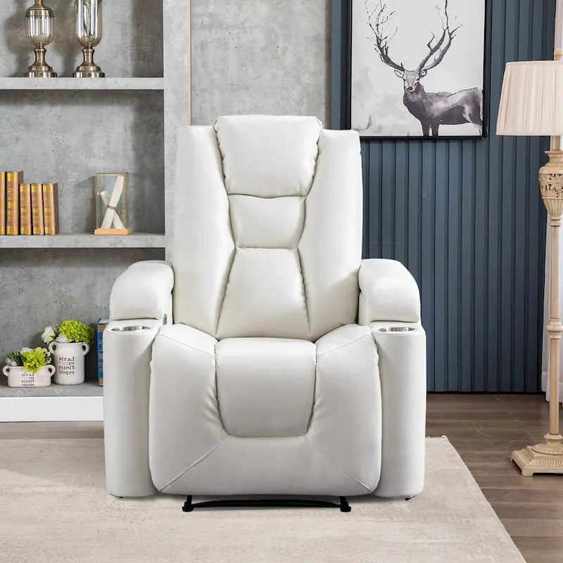 Fauteuil inclinable électrique en similicuir avec porte-gobelets et ports USB