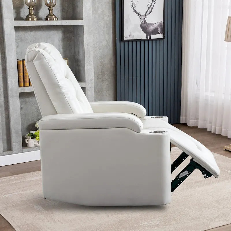 Fauteuil inclinable électrique en similicuir avec porte-gobelets et ports USB