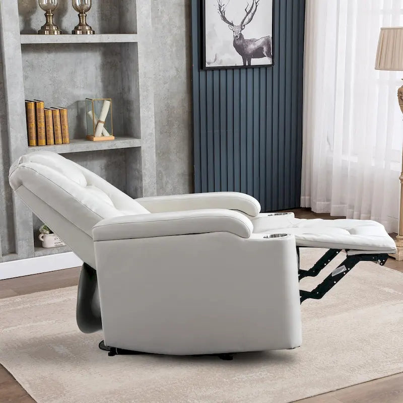 Fauteuil inclinable électrique en similicuir avec porte-gobelets et ports USB