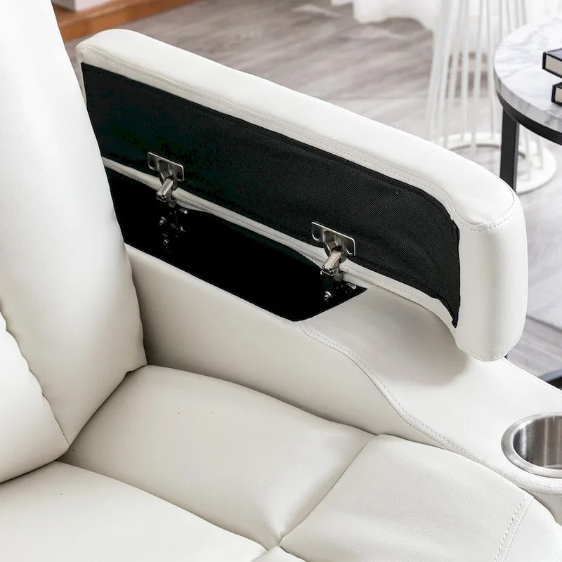 Fauteuil inclinable électrique en similicuir avec porte-gobelets et ports USB