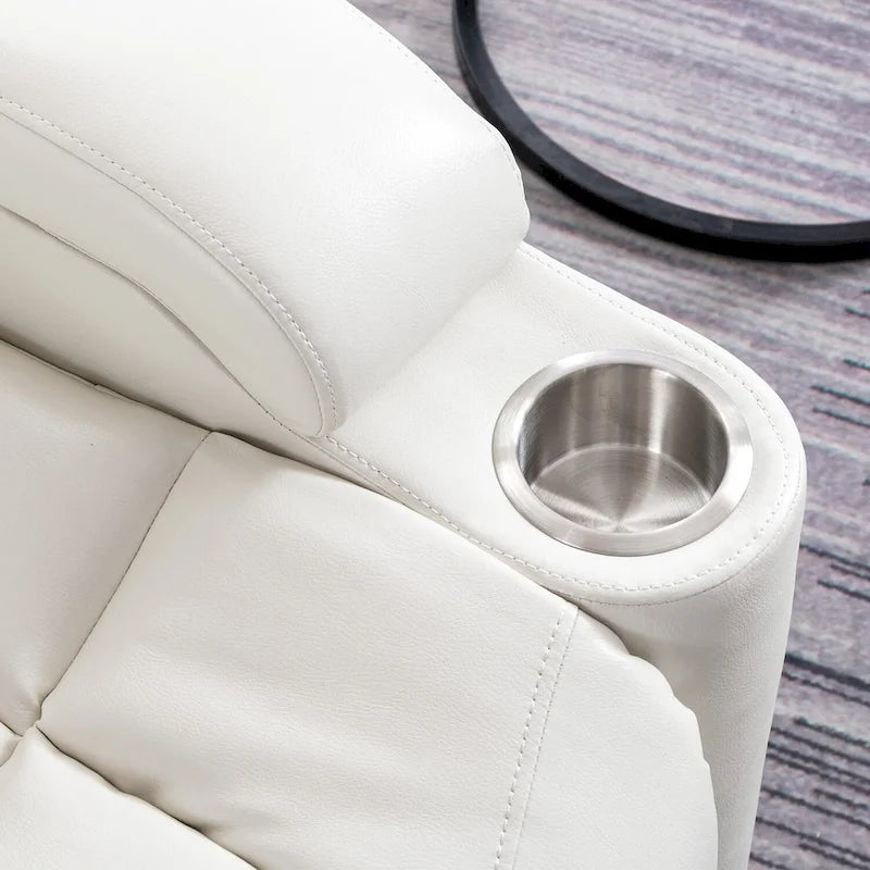 Fauteuil inclinable électrique en similicuir avec porte-gobelets et ports USB