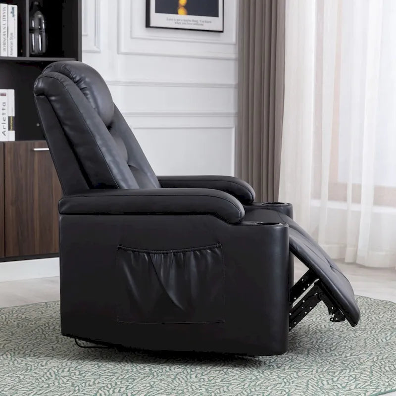 Fauteuil inclinable électrique en similicuir avec porte-gobelets et ports USB